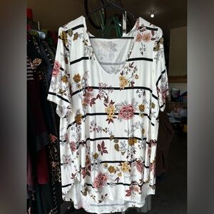 24/7 Flawless Stripe Floral Tunic Tee